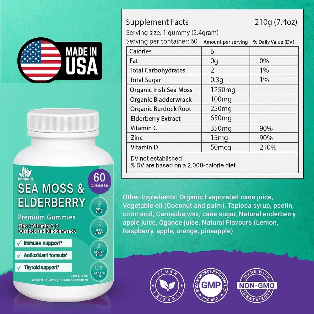 Bio Vitalica Sea Moss and Elderberry Gummies Flyobi