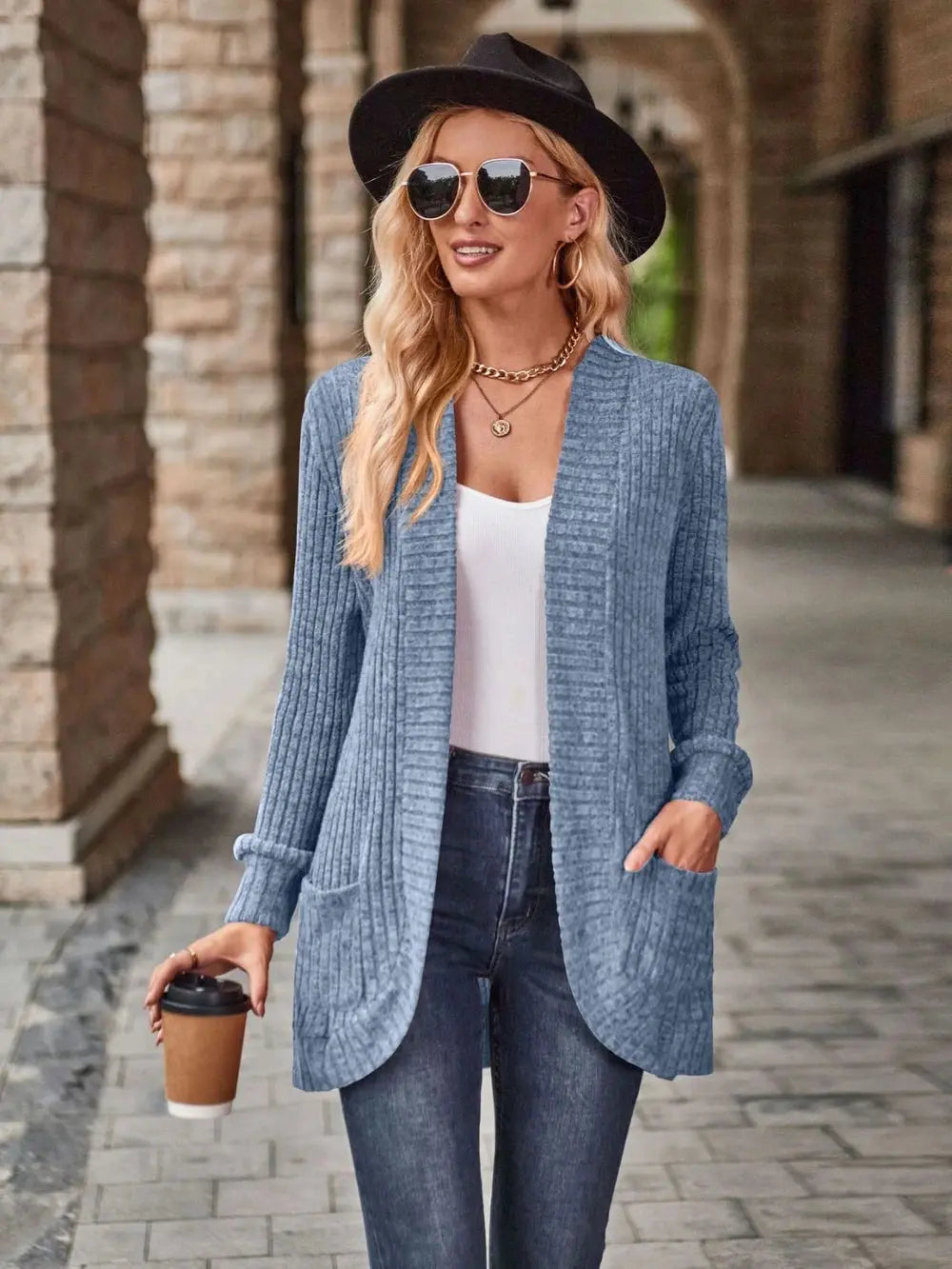 Open Front Pocket Cardigan Flyobi