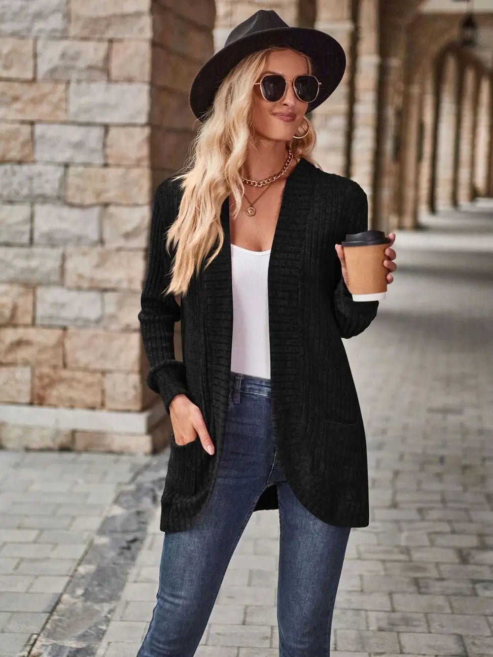 Open Front Pocket Cardigan Flyobi