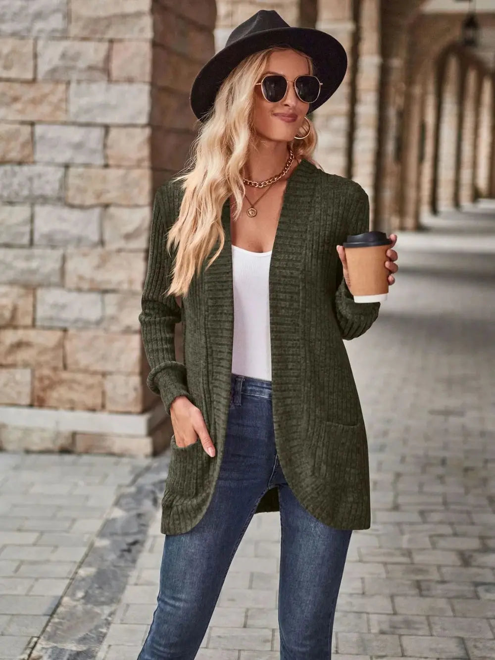 Open Front Pocket Cardigan Flyobi