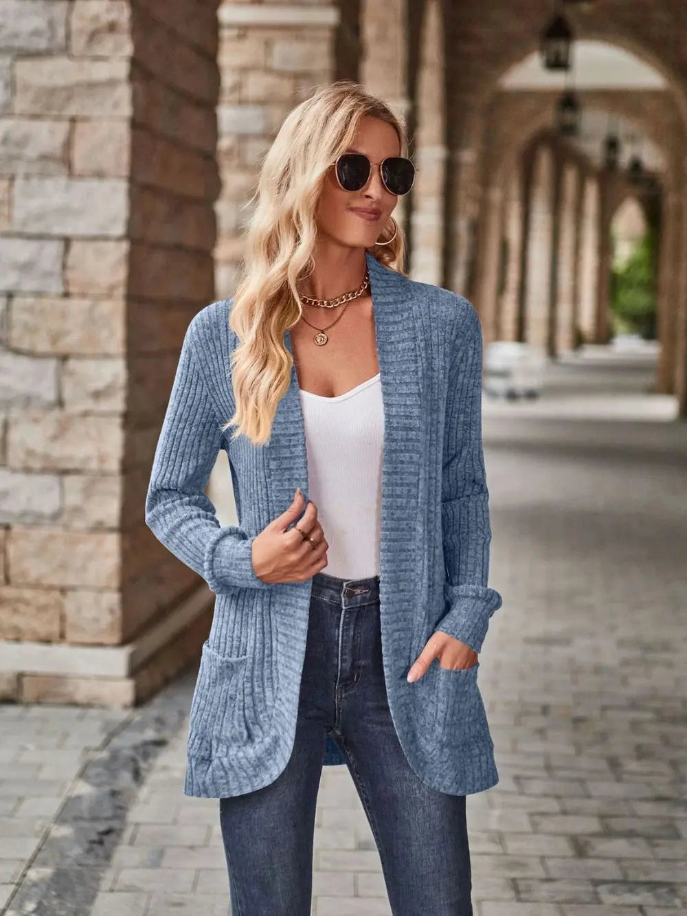 Open Front Pocket Cardigan Flyobi