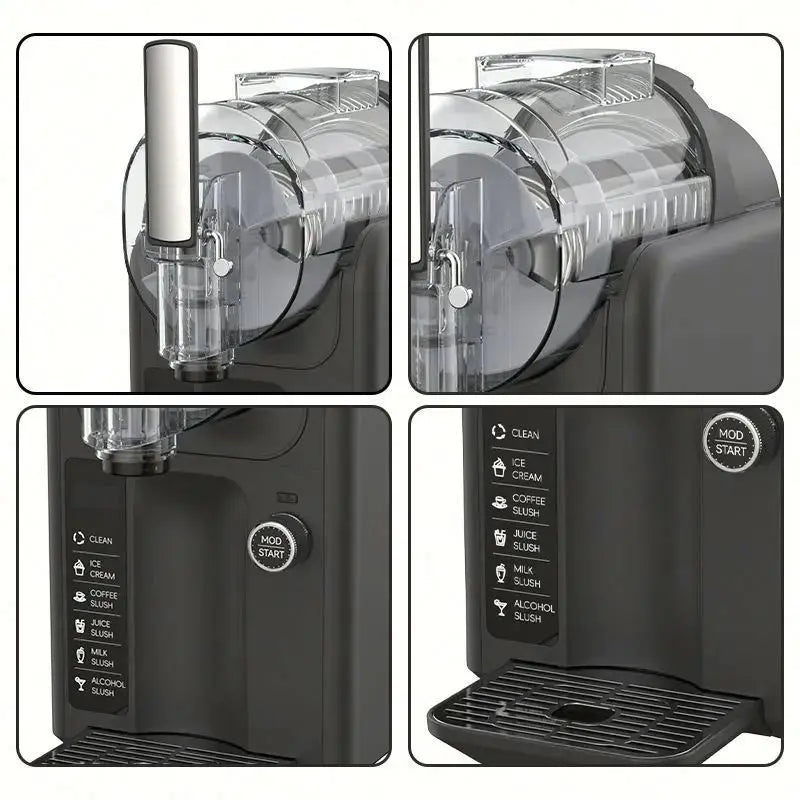 Electric Household Self-Cooling ABS Plastic Ice Cream Machine with 2.5 Quart Capacity Automatic Slushy Fruit Maker Cones Holder Flyobi