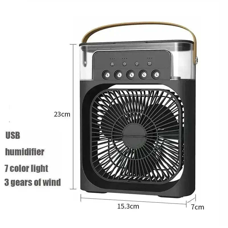 New 3 In 1 Portable Fan AIr Conditioner Household Mini Air Cooler LED Night Light Humidifier Air Adjustment Fan Office Home Fan Flyobi