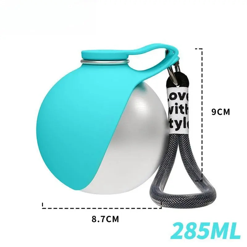 Portable Dog Water Bottle Stainless Steel with Silicone Bowl Leak Proof Pet Drinking Bottle for Dogs Cats Hiking Travel Walking Flyobi
