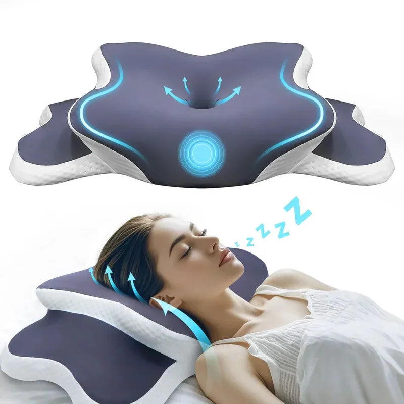 Memory Foam Pillow Cervical Pillow Neck Pain Relief Contour Ergonomic Orthopedic Neck Support for Side Back Stomach Sleeper Gift Flyobi