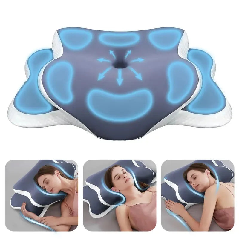 Memory Foam Pillow Cervical Pillow Neck Pain Relief Contour Ergonomic Orthopedic Neck Support for Side Back Stomach Sleeper Gift Flyobi