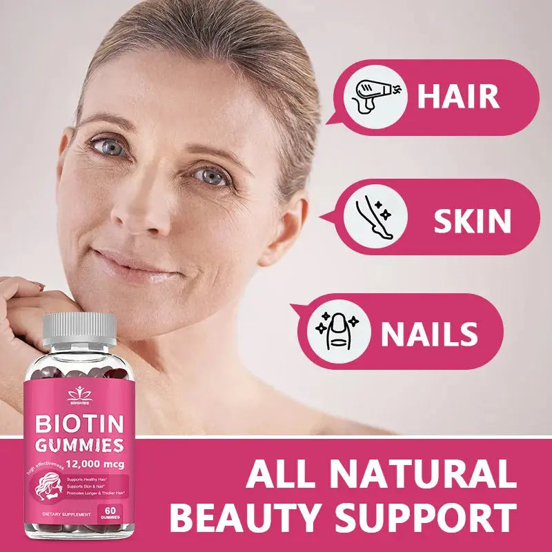 Collagen Gummies Biotin Gummies for Skin Care Health Nails Hair Growth Vitamins Collagen Protein Supplement Flyobi