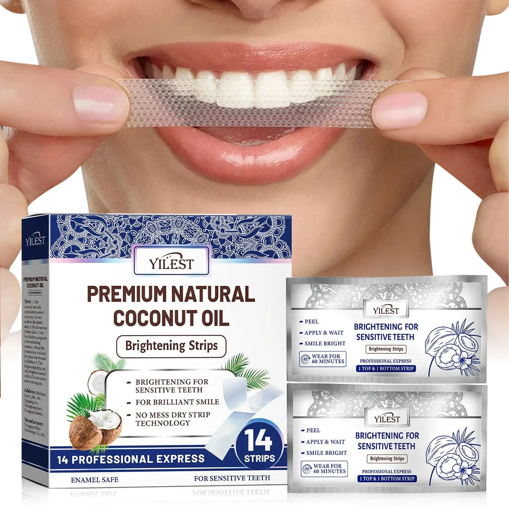 Teeth Whitening Strips Improve Dental Yellowing Mint Oral Hygiene Cleaning Gel Teeth Bright Stain for Lasting Bright Smile 14PCS Flyobi