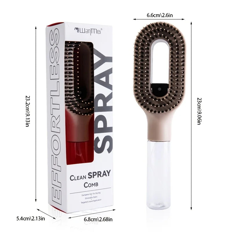 2in1 Spray Comb Hair Brush Detangling Scalp Massage Anti-Static Refillable Spray Bottle for Essential Oil/Water Hair Care Tool Flyobi
