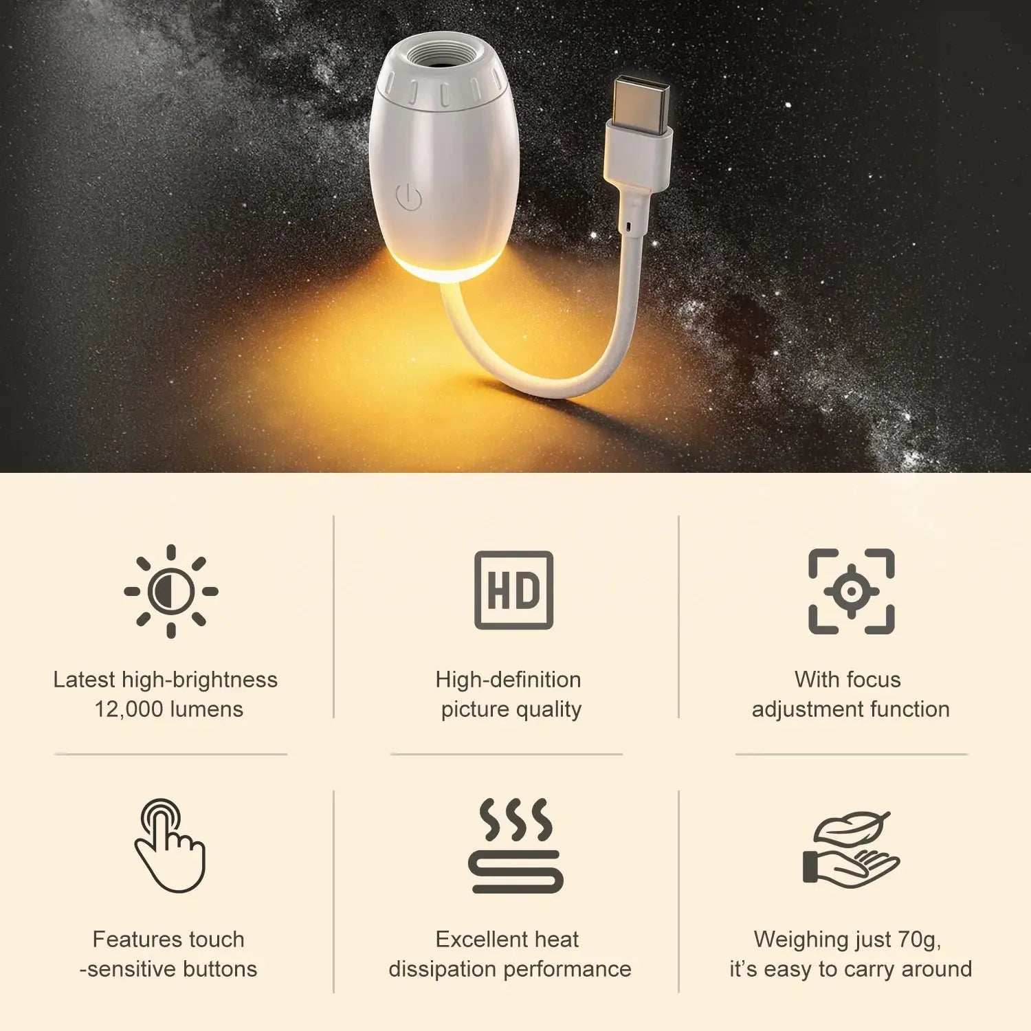 Mini Galaxy Star Projector Two In One Night Light Home Background Atmosphere Light Bedroom Car Decoration Children's Gift Flyobi