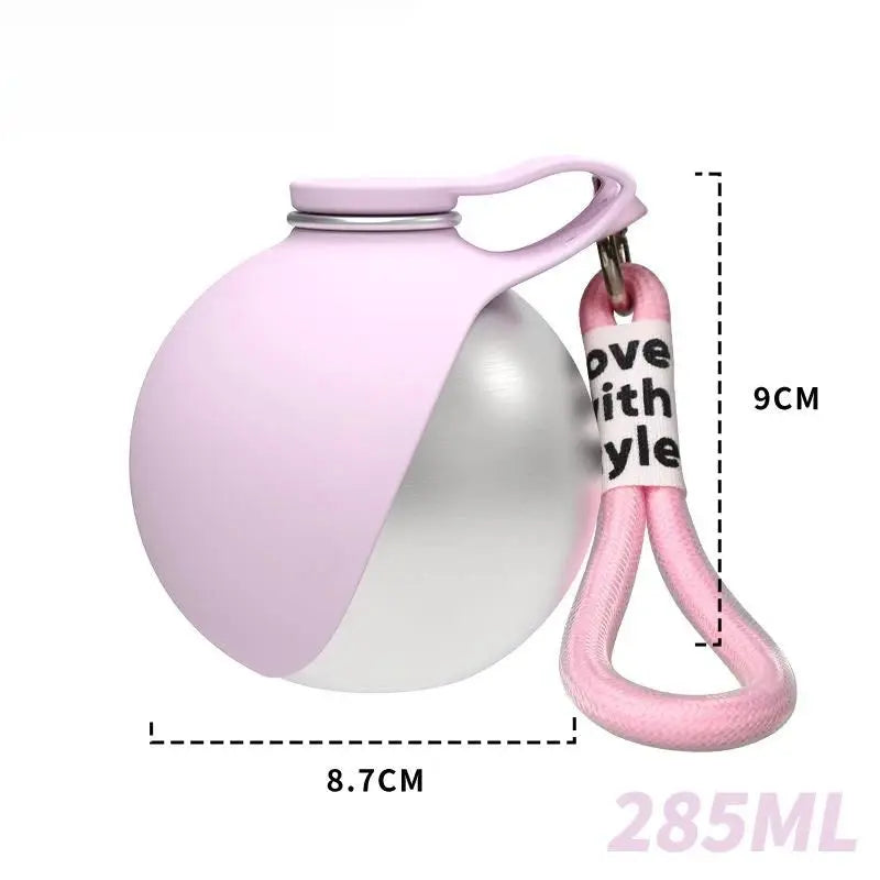 Portable Dog Water Bottle Stainless Steel with Silicone Bowl Leak Proof Pet Drinking Bottle for Dogs Cats Hiking Travel Walking Flyobi