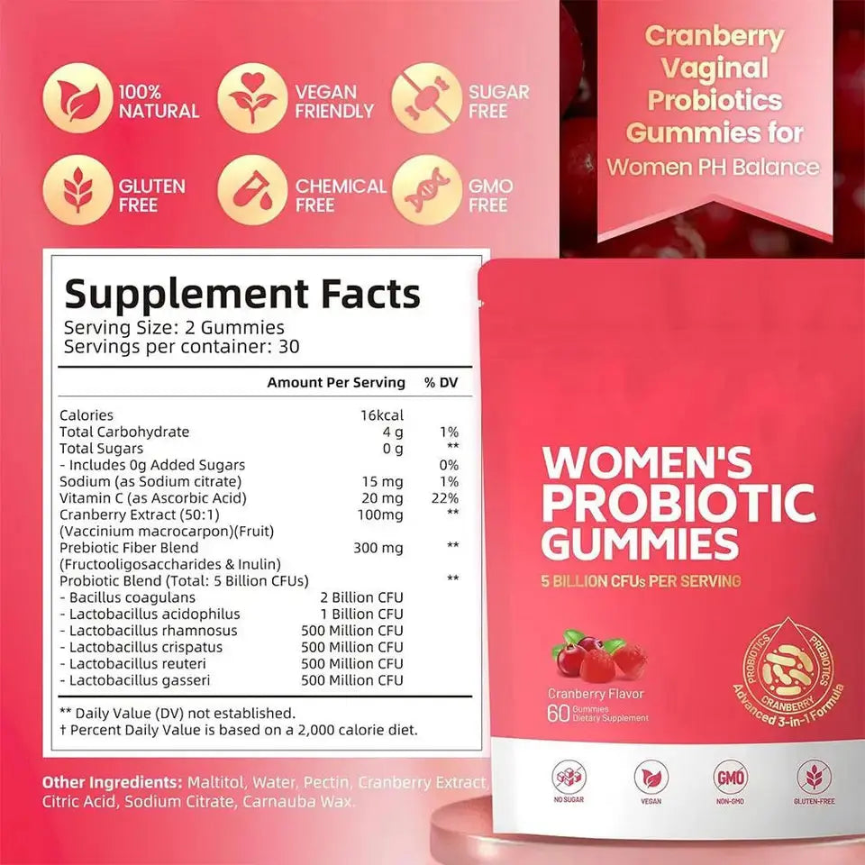 Cranberry Probiotic Gummies for Women – Gut & Urinary Support