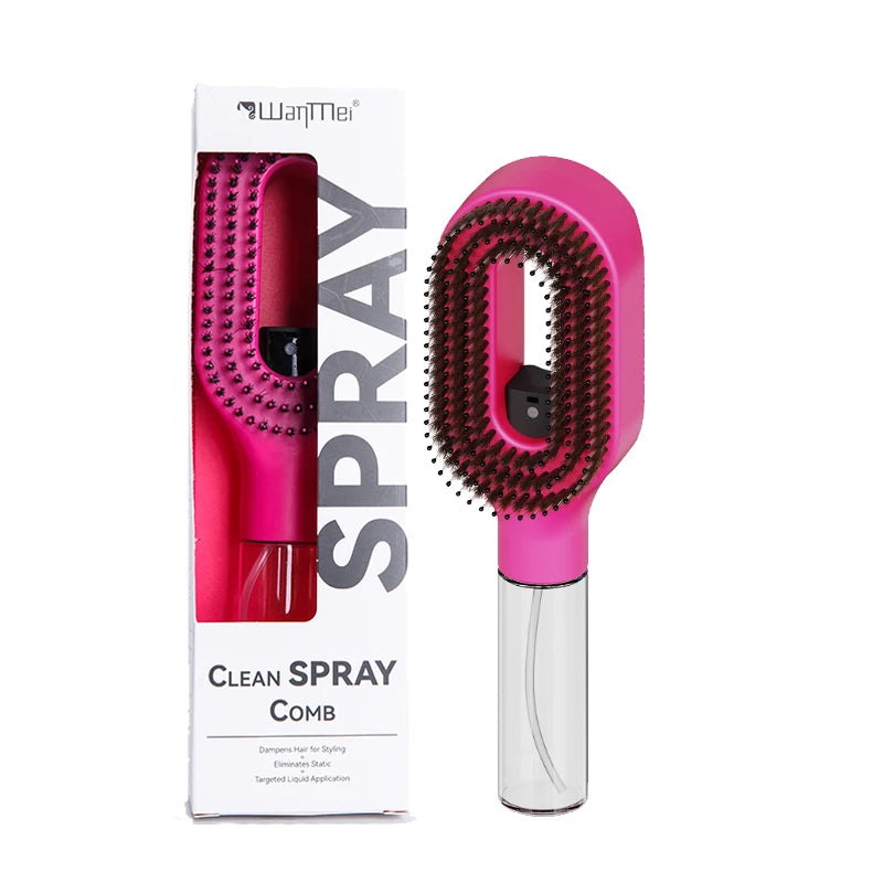 2in1 Spray Comb Hair Brush Detangling Scalp Massage Anti-Static Refillable Spray Bottle for Essential Oil/Water Hair Care Tool Flyobi