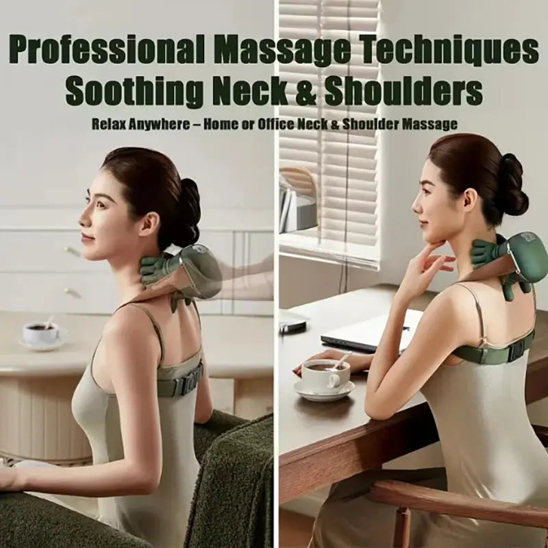 1pc Neck and Shoulder Massager, Electric Neck Massager with Finger Massager, Wireless Professional Neck and Shoulder Massager, w Flyobi