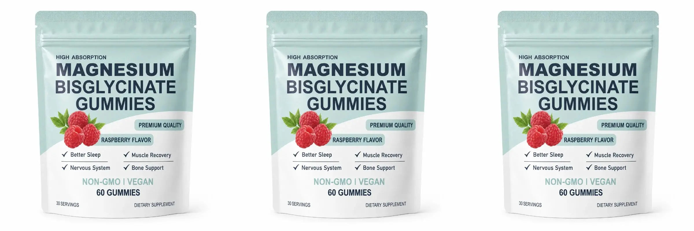 High Absorption Magnesium Bisglycinate Gummies Vegan Raspberry Flavor 60 Count Support Muscle Bone Health Non GMO Gluten Free Flyobi