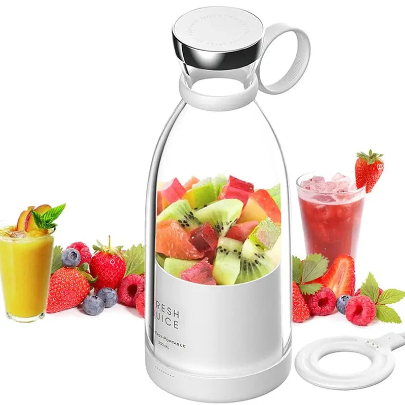 Ready Stock 350ml Fresh Juicer Mini Blender for Travel USB Juicer Cup Fruit Juice Mixer Portable Juicer Ice Crusher Smoothie Flyobi