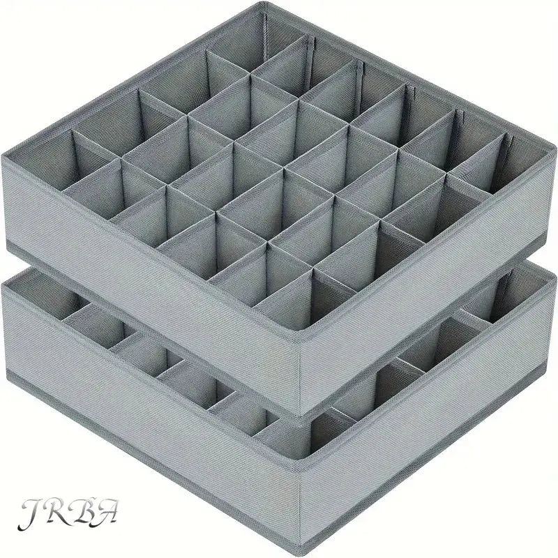 1pc Fabric Storage Box with 24 Compartments - Foldable Stackable Organizer for Socks Ties Underwear Space-Saving Drawer Divider Flyobi