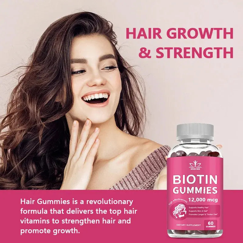 Collagen Gummies Biotin Gummies for Skin Care Health Nails Hair Growth Vitamins Collagen Protein Supplement Flyobi