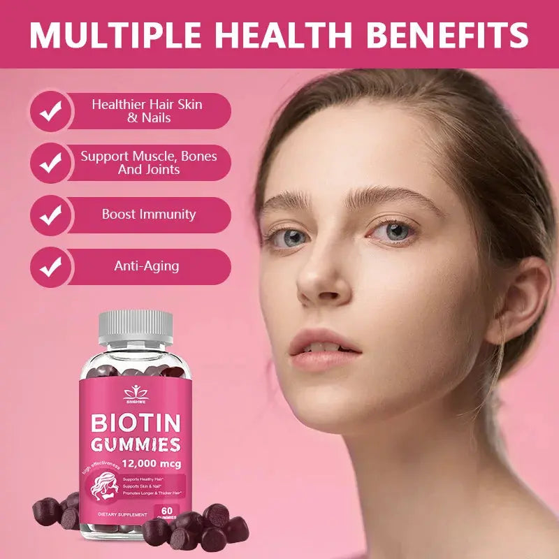 Collagen Gummies Biotin Gummies for Skin Care Health Nails Hair Growth Vitamins Collagen Protein Supplement Flyobi