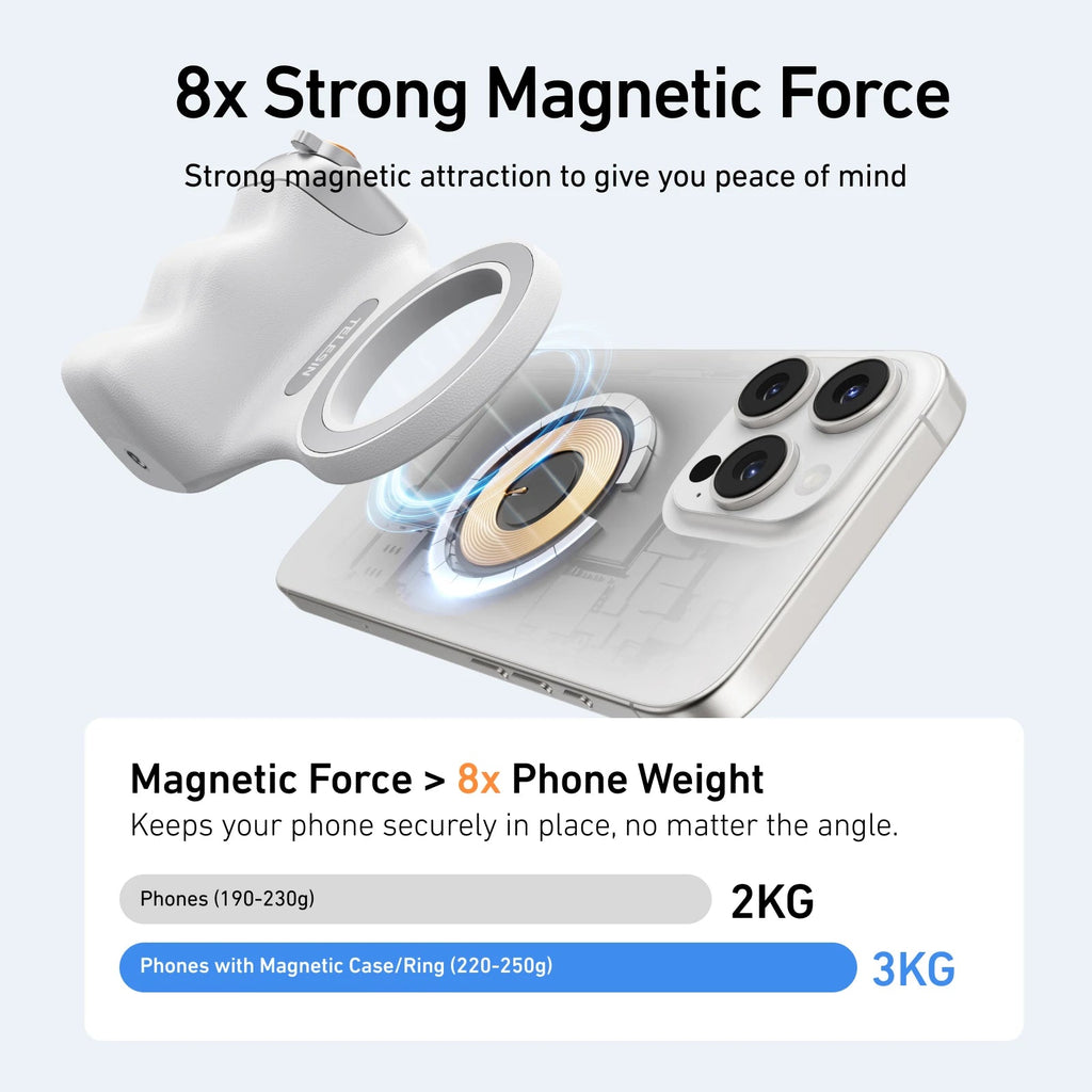 TELESIN Magnetic Phone Camera Shoot Hand Grip Universal Smart Phone Holder Shooting Aid Remote Control Handle for Iphone Andriod Flyobi