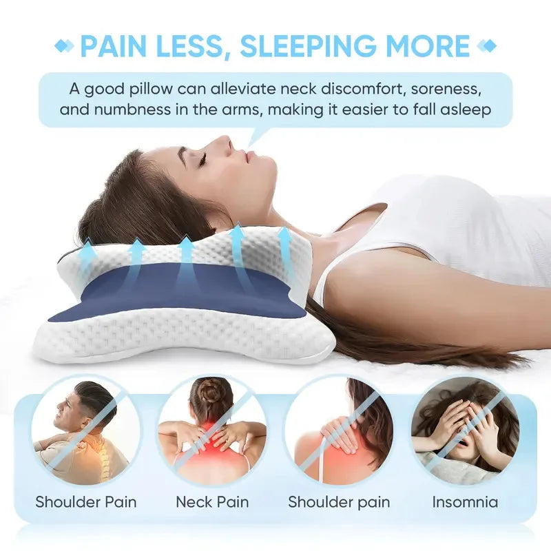 Memory Foam Pillow Cervical Pillow Neck Pain Relief Contour Ergonomic Orthopedic Neck Support for Side Back Stomach Sleeper Gift Flyobi