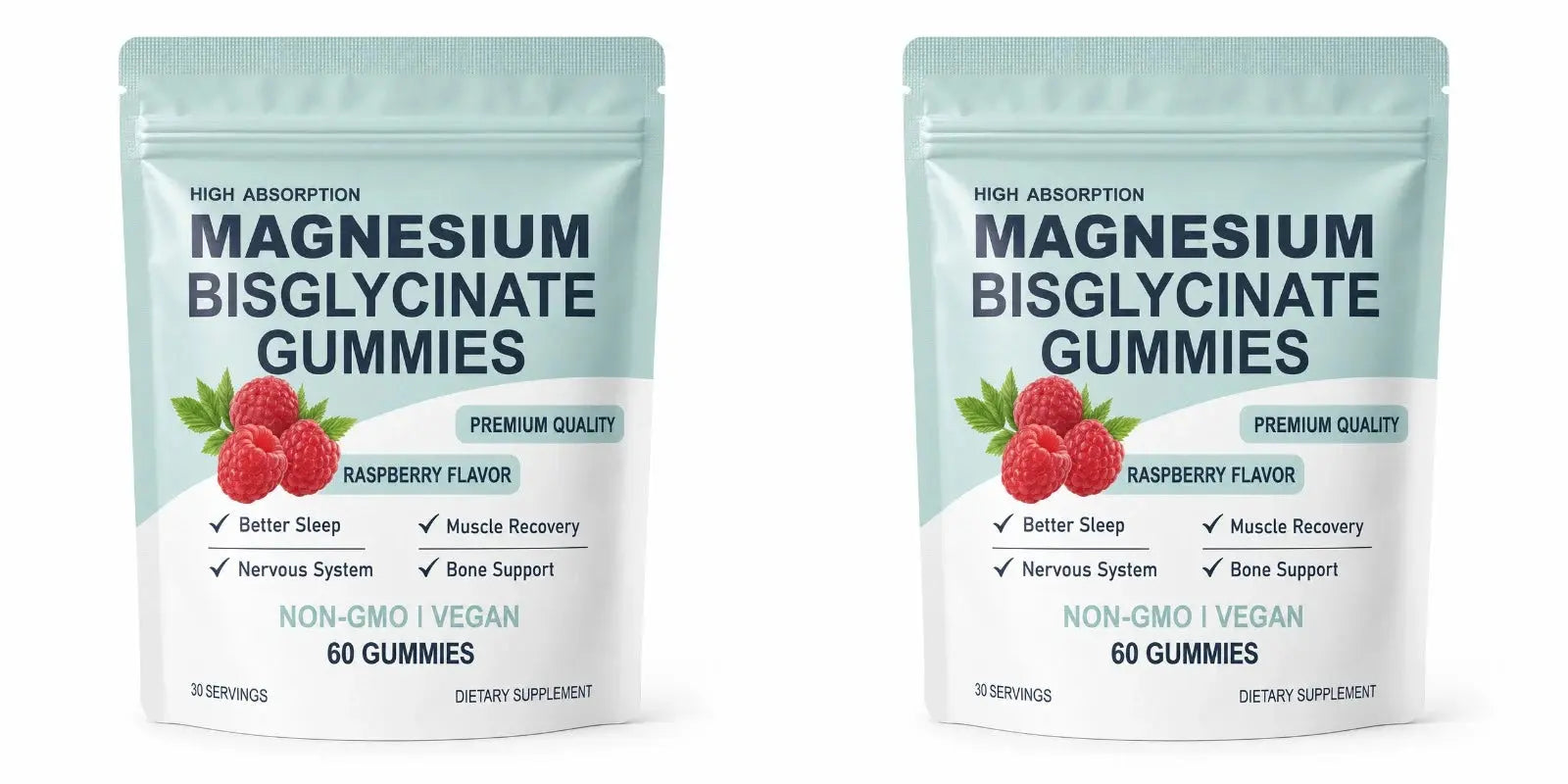 High Absorption Magnesium Bisglycinate Gummies Vegan Raspberry Flavor 60 Count Support Muscle Bone Health Non GMO Gluten Free Flyobi