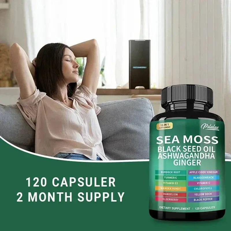 Sea Moss Supplement - Supports Thyroid Health, Anti-aging, Antioxidant, Improve Immunity, Detox, Beauty Health Flyobi