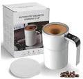 Automatic Stirring Mug with LED Temperature Display, Rechargeable Magnetic Coffee Cup with Lid - 12oz for Home or Office. Flyobi