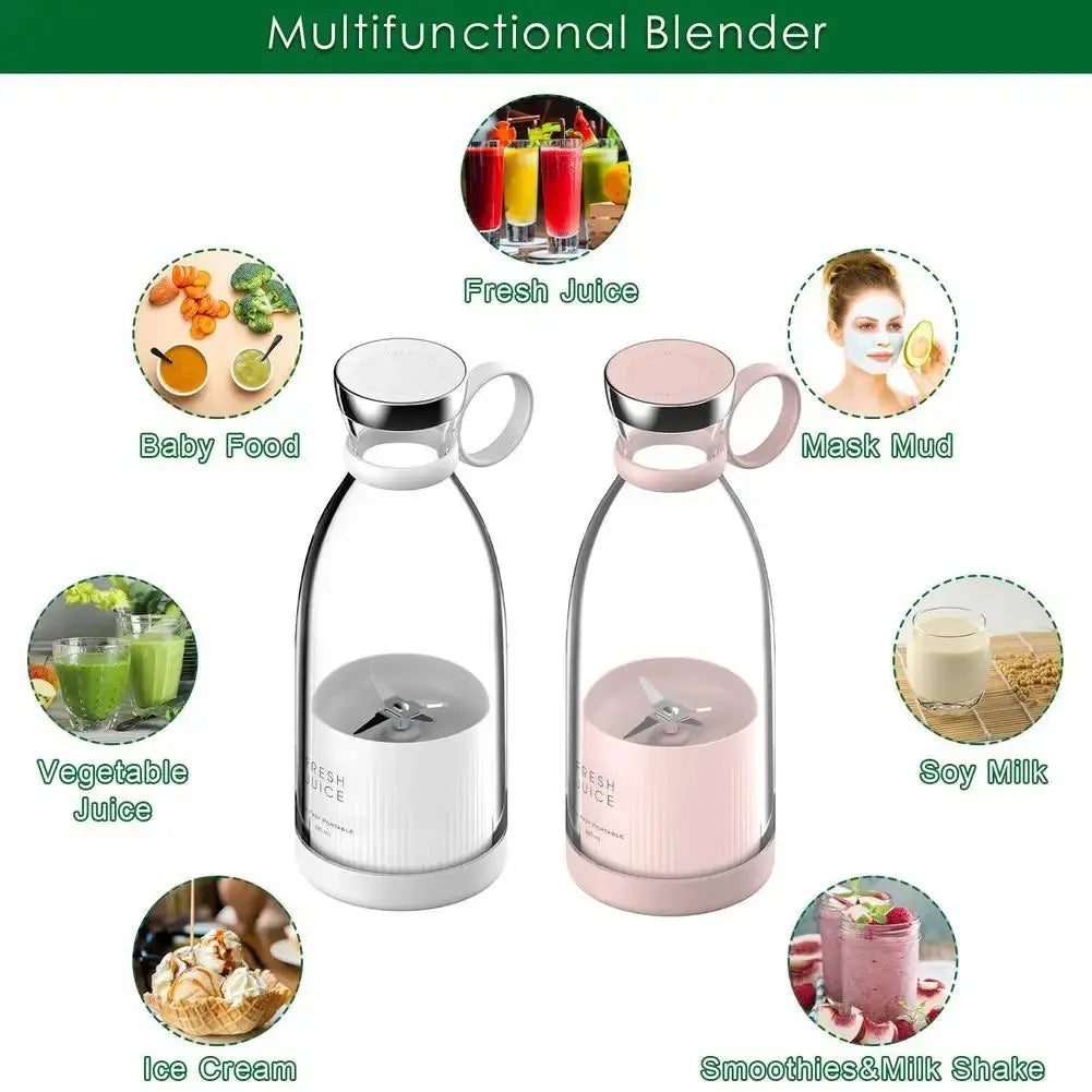 Ready Stock 350ml Fresh Juicer Mini Blender for Travel USB Juicer Cup Fruit Juice Mixer Portable Juicer Ice Crusher Smoothie Flyobi
