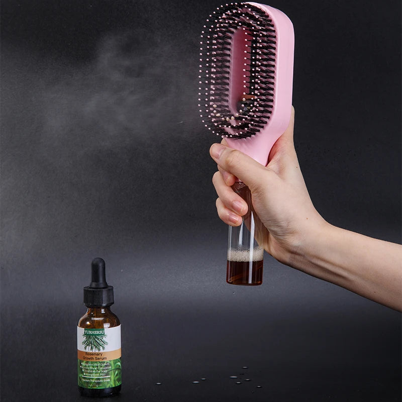 2in1 Spray Comb Hair Brush Detangling Scalp Massage Anti-Static Refillable Spray Bottle for Essential Oil/Water Hair Care Tool Flyobi